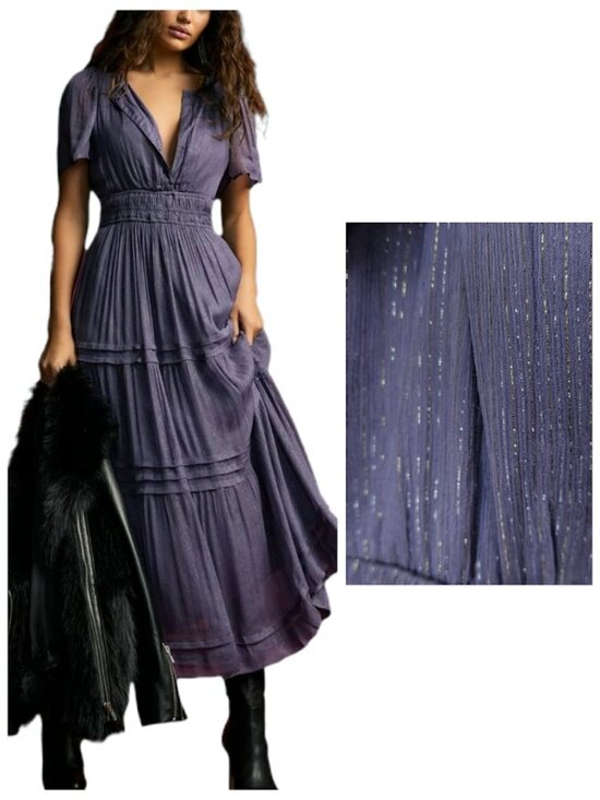 Anthropologie Dresses & Skirts - NWT Anthropologie The Somerset Maxi Dress Lurex Edition Purple Metallic XS
